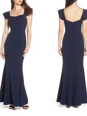 WAYF Lucy Off Shoulder Gown Navy Blue Size Small